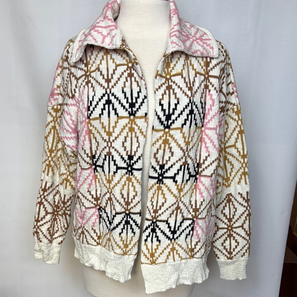 Fate Geometric Patterned Cardigan, Small